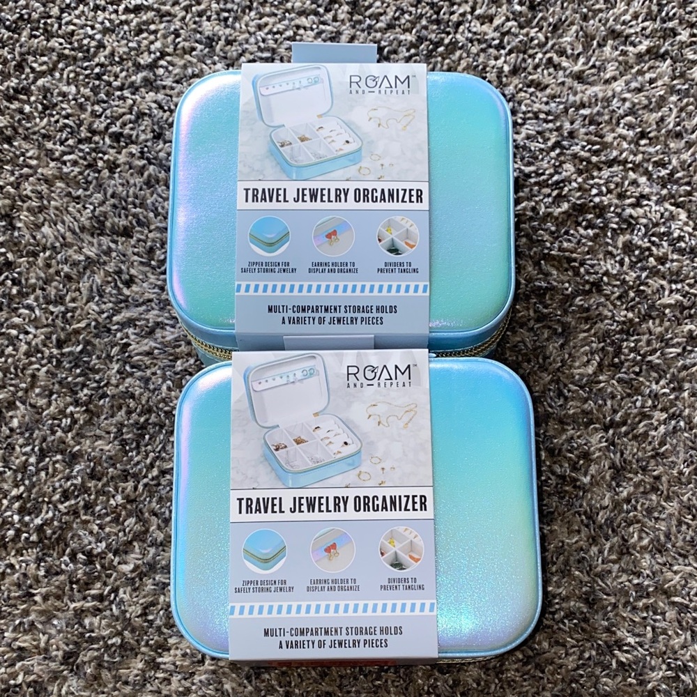 ROAM Iridescent Aqua Travel Jewelry Organizers - Set of 2